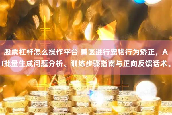股票杠杆怎么操作平台 兽医进行宠物行为矫正，AI批量生成问题分析、训练步骤指南与正向反馈话术。